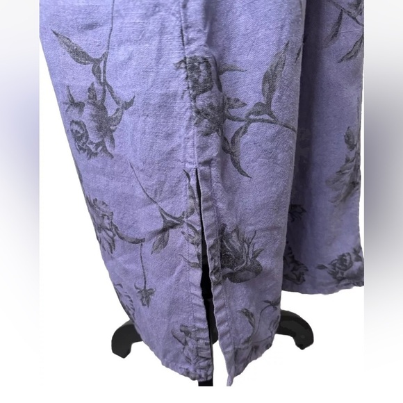 VTG Linen Maxi Dress Sz M Dressing Clio Cottagecore Beach Lagenlook Boho Purple - Picture 6 of 11